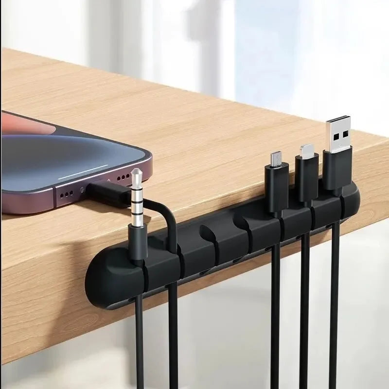 Self-Adhesive Power Cord Cord Manager Fixed Chuck Plug Mouse Cable Headset Winder Mobile Phone Data Cable Card Silicone Desktop