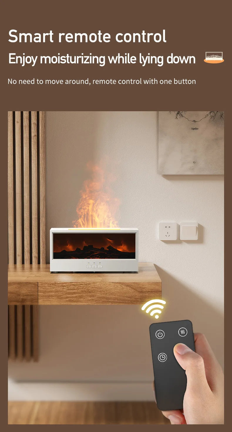 Creative Simulation 3D Retro Fireplace Flame Diffuser Desktop Home Remote Control Simulation Charcoal Fireplace Humidifier