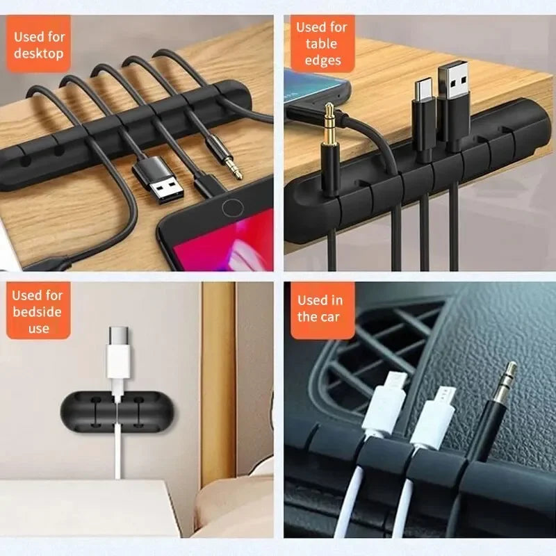 Self-Adhesive Power Cord Cord Manager Fixed Chuck Plug Mouse Cable Headset Winder Mobile Phone Data Cable Card Silicone Desktop