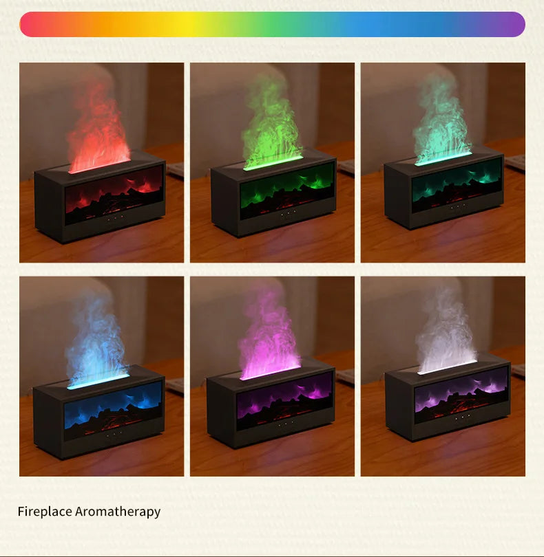 Creative Simulation 3D Retro Fireplace Flame Diffuser Desktop Home Remote Control Simulation Charcoal Fireplace Humidifier
