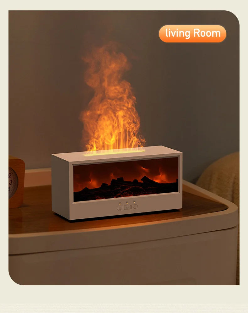 Creative Simulation 3D Retro Fireplace Flame Diffuser Desktop Home Remote Control Simulation Charcoal Fireplace Humidifier
