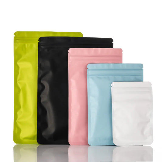 20-50pcs Double Sided Metallic Mylar Flat Zip Lock Package Bags Smell Proof Heat sealable Aluminum Foil Plastic Zip Bags Pouches