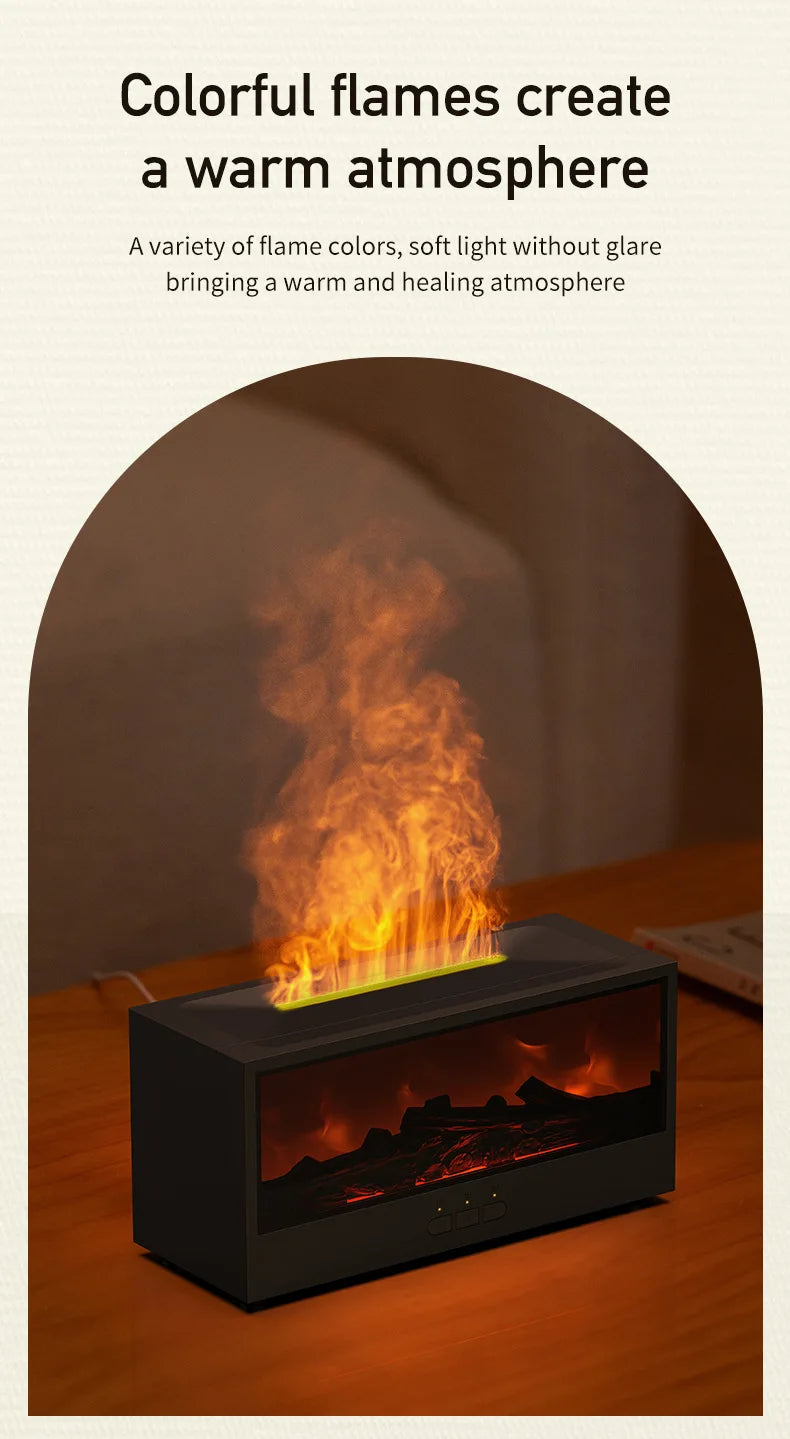 Creative Simulation 3D Retro Fireplace Flame Diffuser Desktop Home Remote Control Simulation Charcoal Fireplace Humidifier