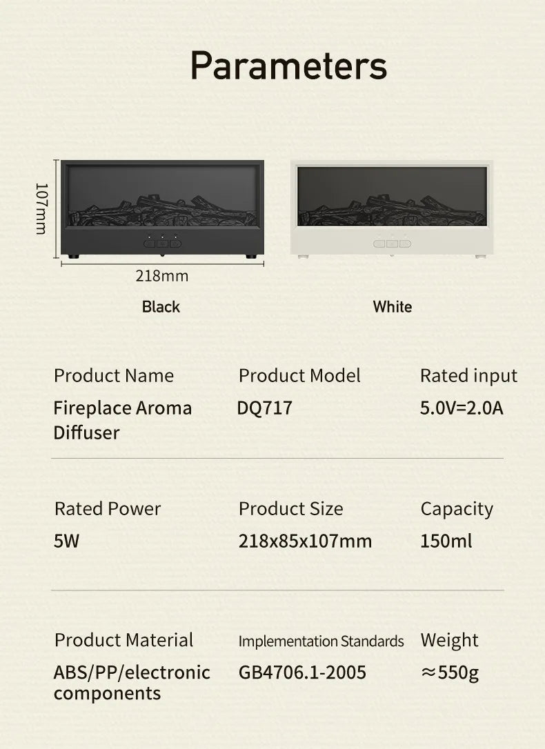 Creative Simulation 3D Retro Fireplace Flame Diffuser Desktop Home Remote Control Simulation Charcoal Fireplace Humidifier
