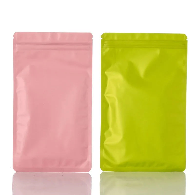 20-50pcs Double Sided Metallic Mylar Flat Zip Lock Package Bags Smell Proof Heat sealable Aluminum Foil Plastic Zip Bags Pouches