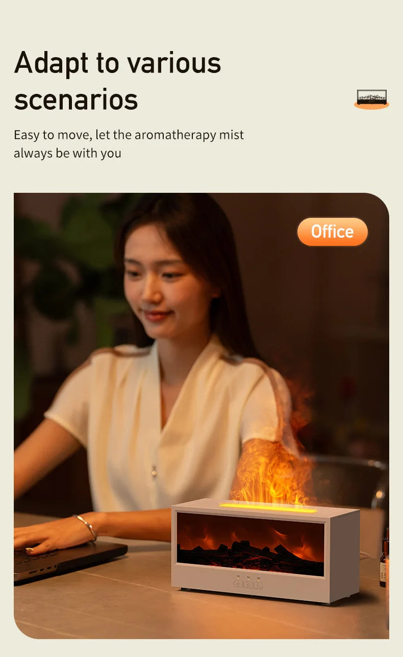 Creative Simulation 3D Retro Fireplace Flame Diffuser Desktop Home Remote Control Simulation Charcoal Fireplace Humidifier